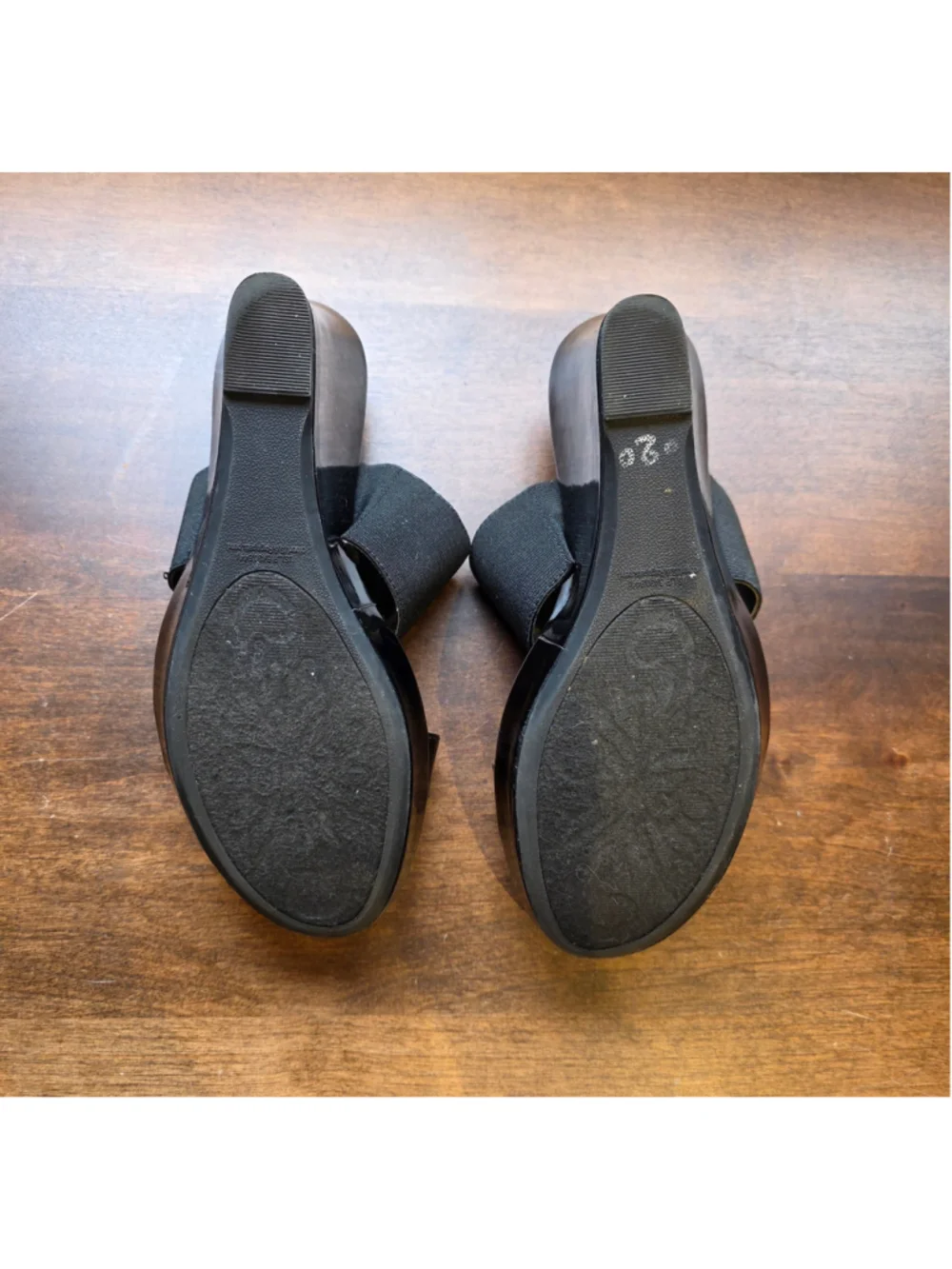 Women's Merona Black Wedge Sandals Size 6.5